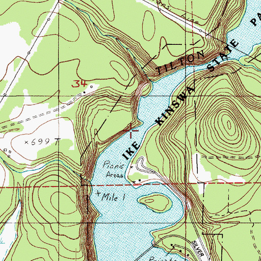 Topographic Map of Ike Kinswa State Park, WA