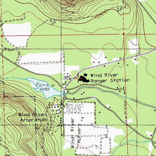 Topographic Map of Wind River Ranger Station, WA