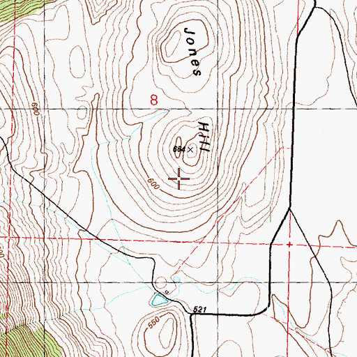 Topographic Map of Jones Hill, WA