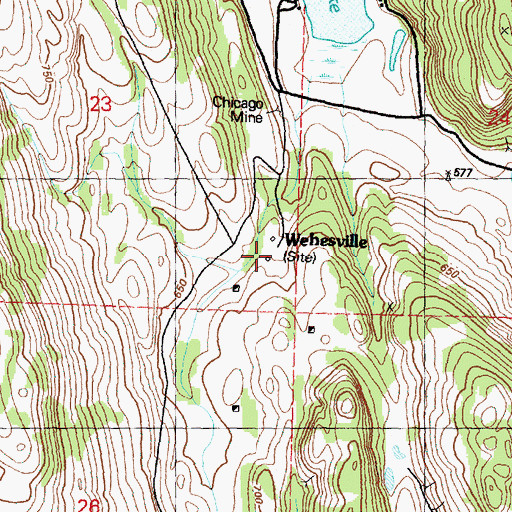 Topographic Map of Wehesville (historical), WA