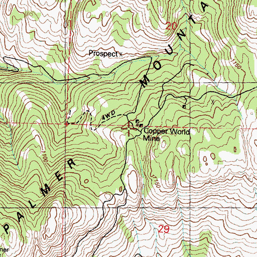 Topographic Map of Copper World Mine, WA