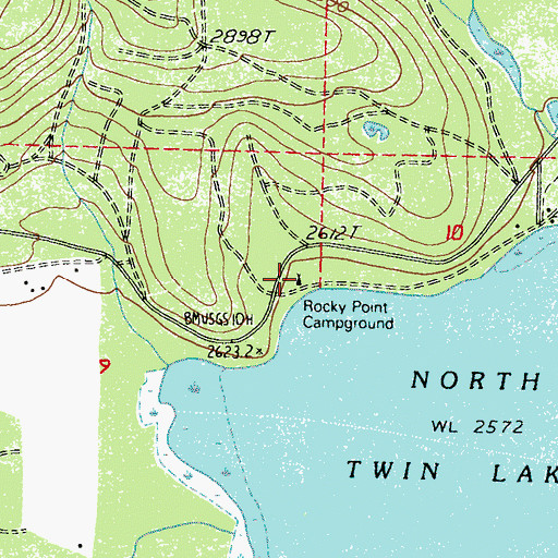 Topographic Map of Rocky Point Campground, WA