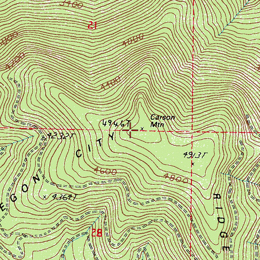 Topographic Map of Carson Mountain, WA