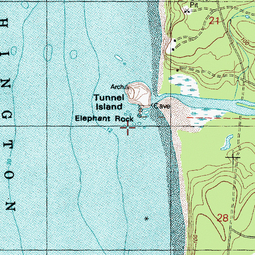 Topographic Map of Elephant Rock, WA