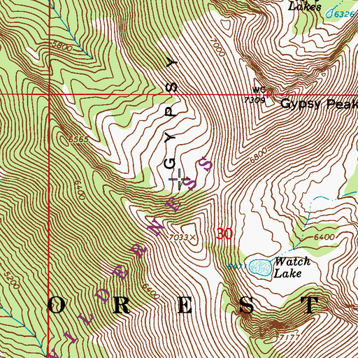 Topographic Map of Salmo-Priest Wilderness, WA
