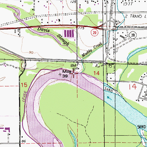 Topographic Map of Davis Slough, WA