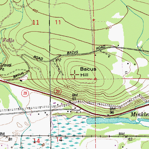 Topographic Map of Bacus Hill, WA