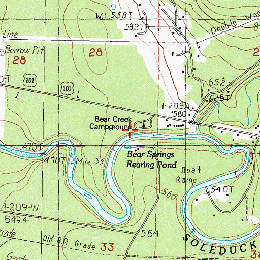 Topographic Map of Bear Creek Campground, WA