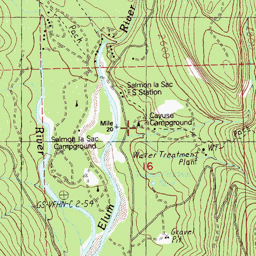 Topographic Map of Cayuse Campground, WA