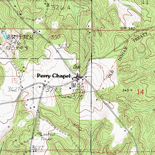 Topographic Map of Perry Chapel, AL