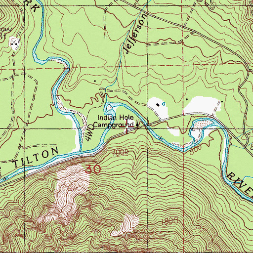 Topographic Map of Indian Hole Campground, WA