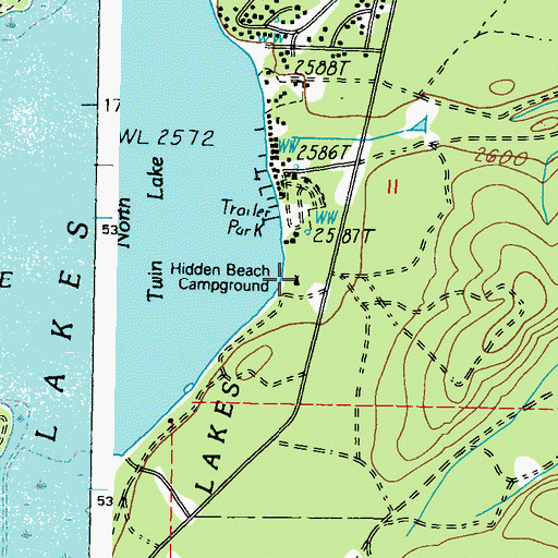 Topographic Map of Hidden Beach Campground, WA