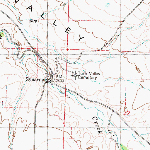 Topographic Map of Tunk Valley Cemetery, WA