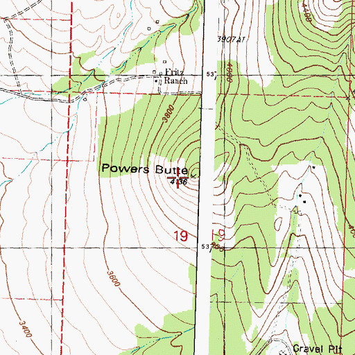 Topographic Map of Powers Butte, WA