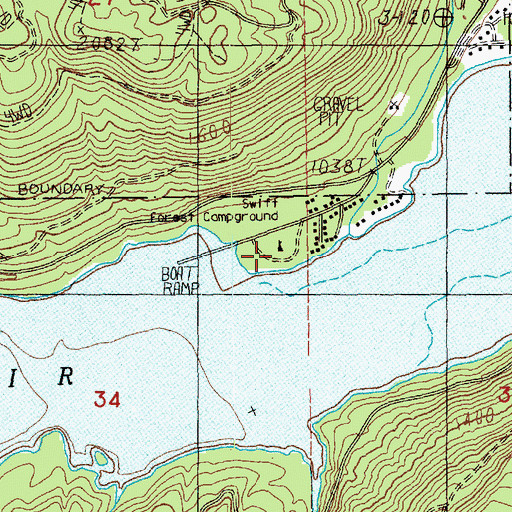 Topographic Map of Swift Forest Campground, WA