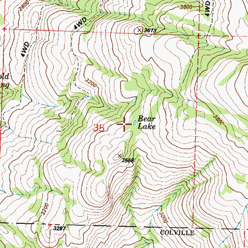 Topographic Map of Bear Lake, WA
