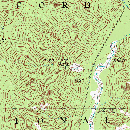 Topographic Map of Wind River Mine, WA