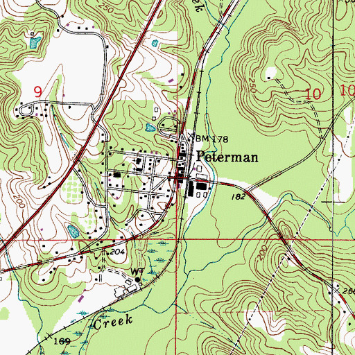 Topographic Map of Peterman, AL