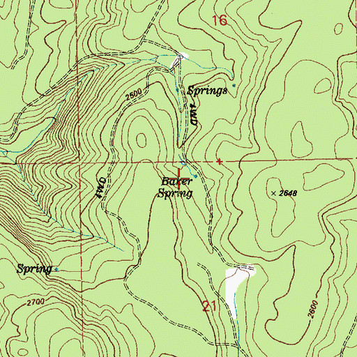 Topographic Map of Baker Spring, WA
