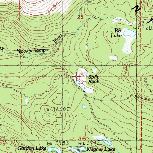 Topographic Map of Split Rock, WA