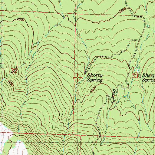 Topographic Map of Shorty Spring, WA