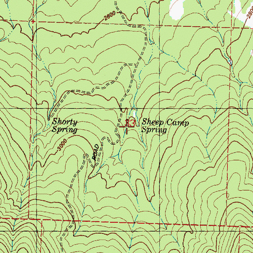 Topographic Map of Sheep Camp Spring, WA
