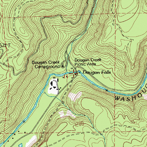Topographic Map of Dougan Falls, WA