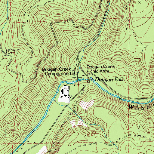 Topographic Map of Dougan Creek Picnic Area, WA