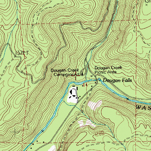 Topographic Map of Dougan Creek Campground, WA