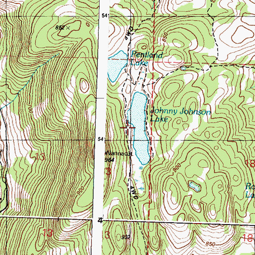 Topographic Map of Johnny Johnson Lake, WA