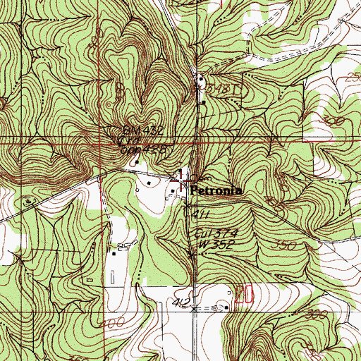 Topographic Map of Petronia, AL