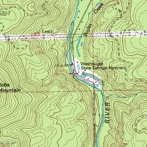 Topographic Map of Washougal State Salmon Hatchery, WA