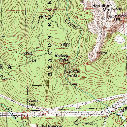 Topographic Map of Rodney Falls, WA