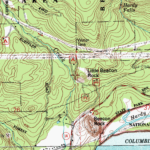 Topographic Map of Little Beacon Rock, WA