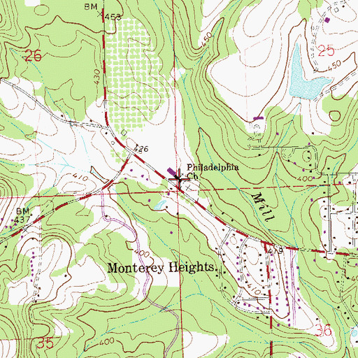 Topographic Map of Philadelphia Baptist Church, AL