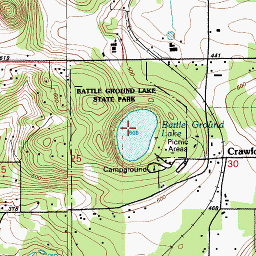 Topographic Map of Battle Ground State Park, WA