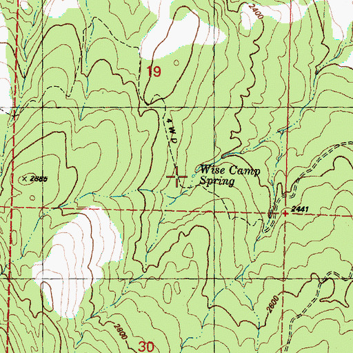 Topographic Map of Wise Camp Spring, WA