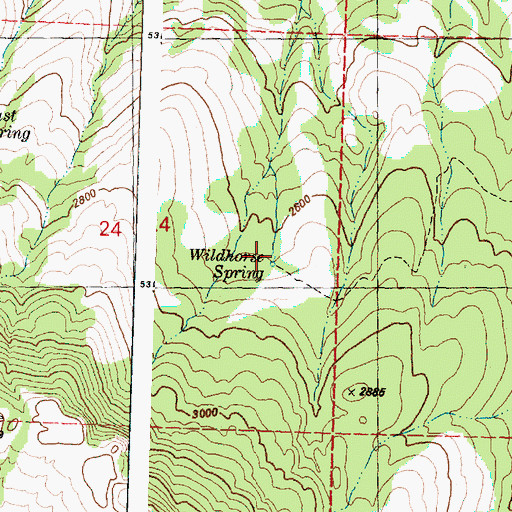 Topographic Map of Wildhorse Spring, WA