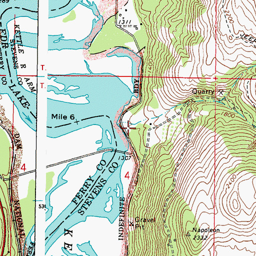 Topographic Map of Napoleon, WA