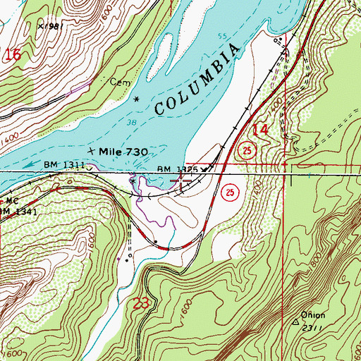 Topographic Map of Kanes Siding, WA