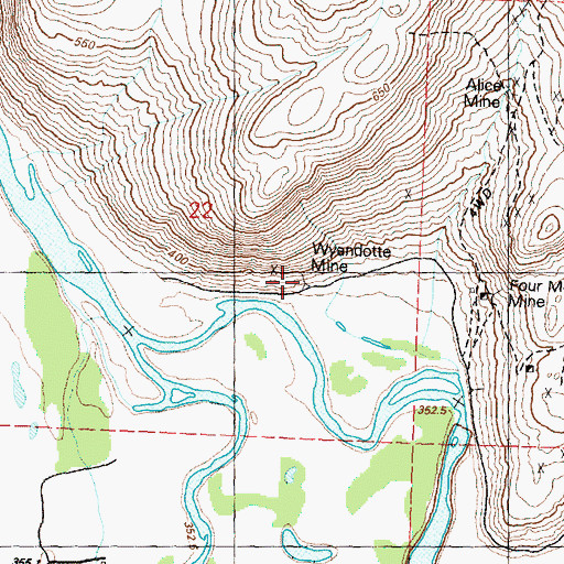 Topographic Map of Wyandotte Mine, WA