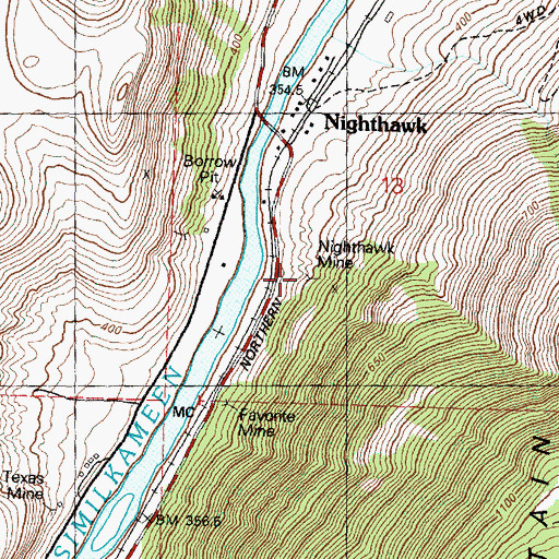 Topographic Map of Nighthawk Mine, WA