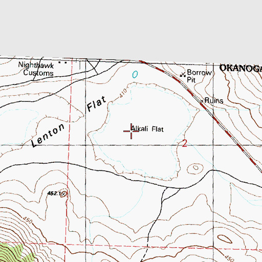 Topographic Map of Alkali flat, WA