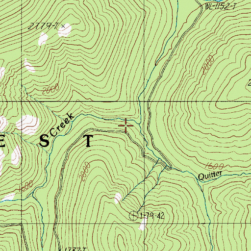 Topographic Map of Quitter Creek, WA