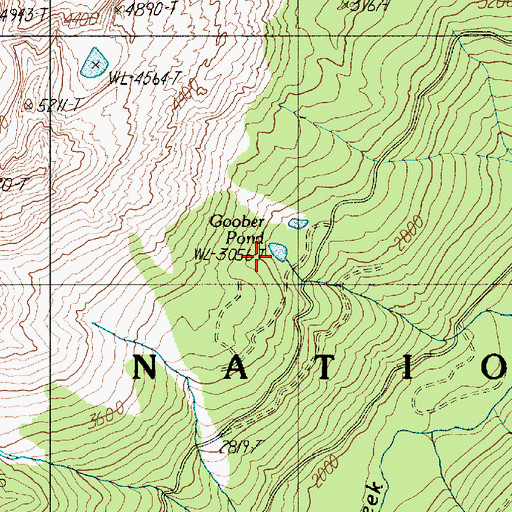 Topographic Map of Goober Pond, WA
