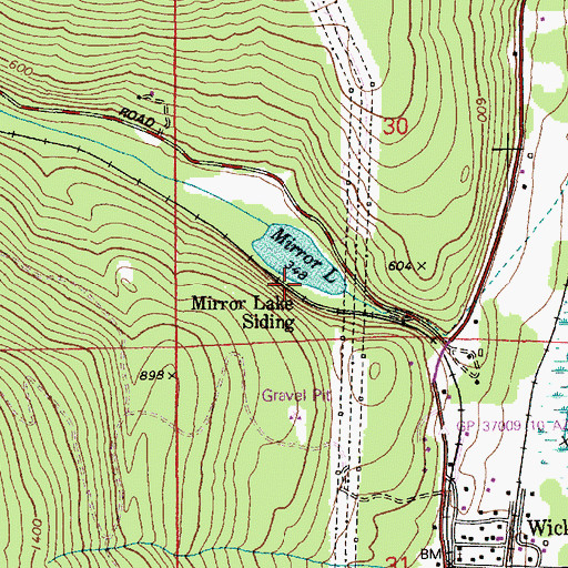 Topographic Map of Mirror Lake Siding, WA