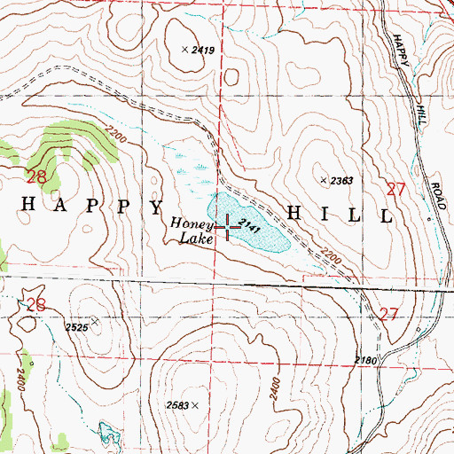 Topographic Map of Honey Lake, WA