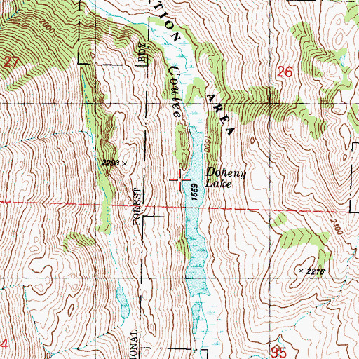 Topographic Map of Doheney Lake, WA