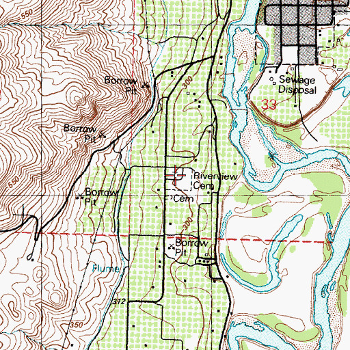 Topographic Map of Riverview Cemetery, WA