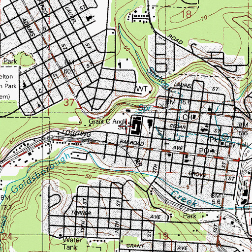 Topographic Map of Grant C Angle School, WA